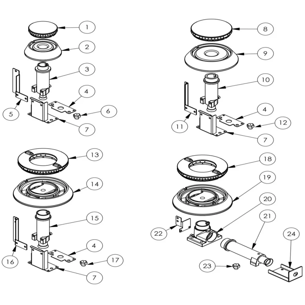 DESSIN TECHNIQUE DES PIÈCES DE RECHANGE POUR POÊLE À GAZ (C000005)