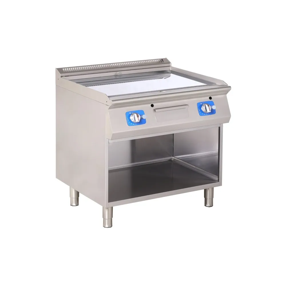 Fry top gaz chromé sur fond ouvert 13 kW (GG2140-080EV+S02)