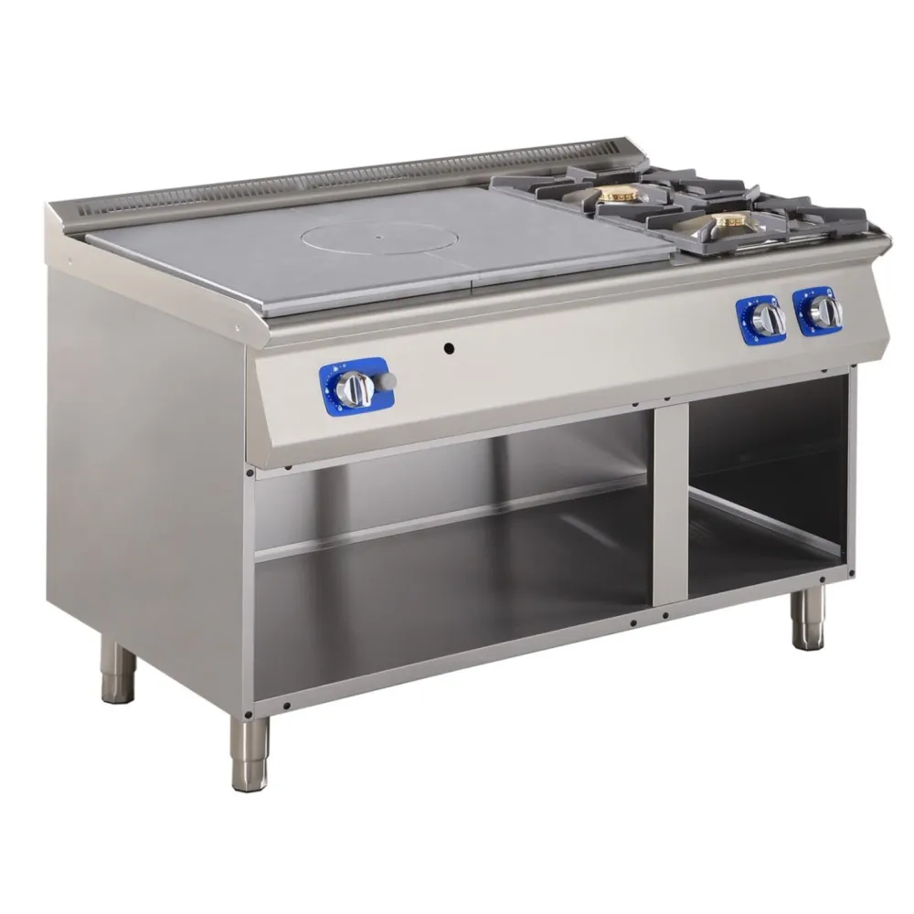 Cuisinière à gaz avec brûleurs et surface en fonte 21.3 KW (GT2100-120EV+S02)