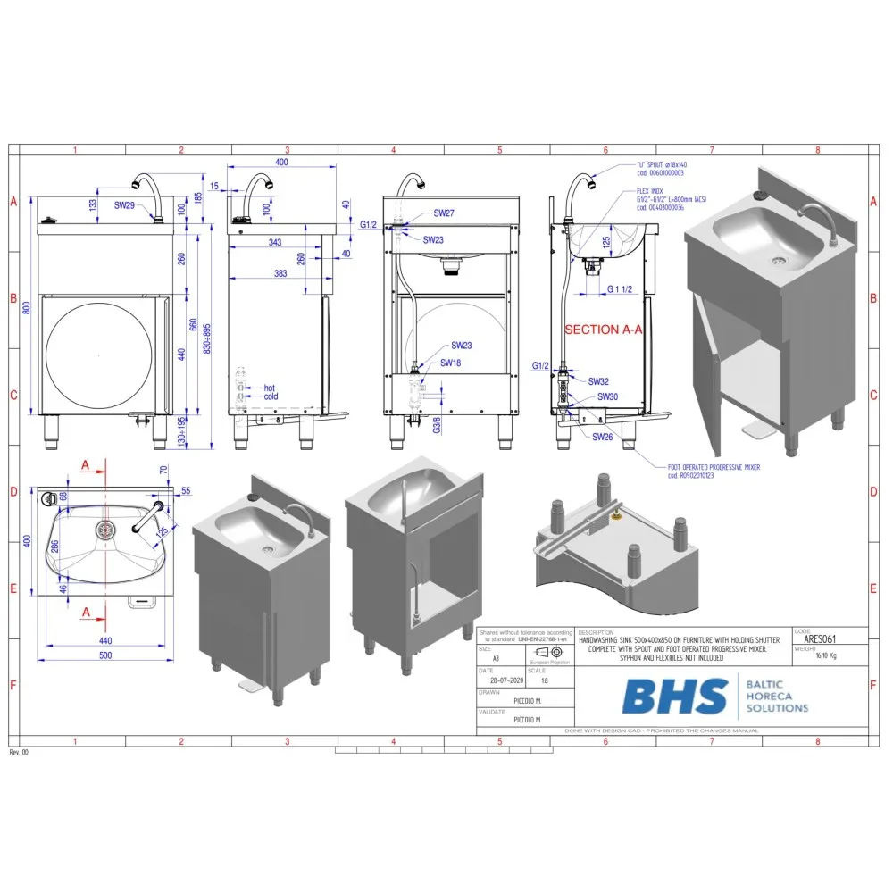 Lavabo avec mitigeur automatique A061 (ARES061)