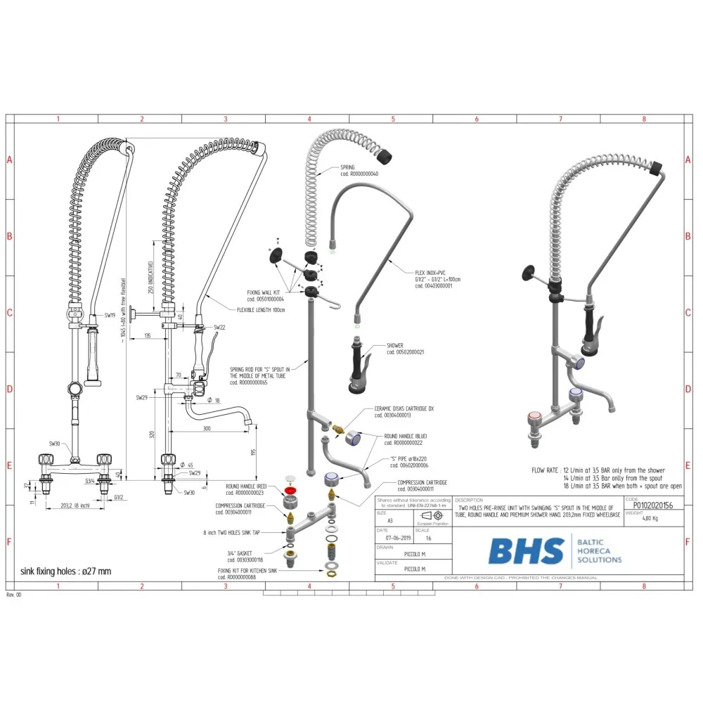 PRE-RINSE FAUCET WITH SHOWER HEAD P20156 (P0102020156)