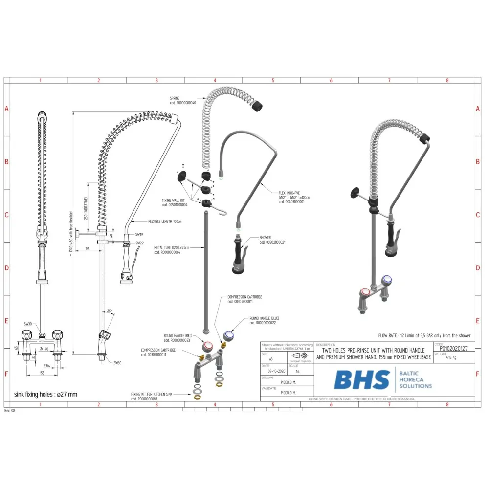Robinet de prérinçage avec douchette P20127 (P0102020127)