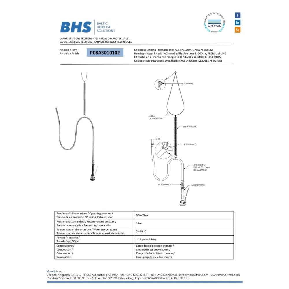 Douche PA10102 (P08A3010102)