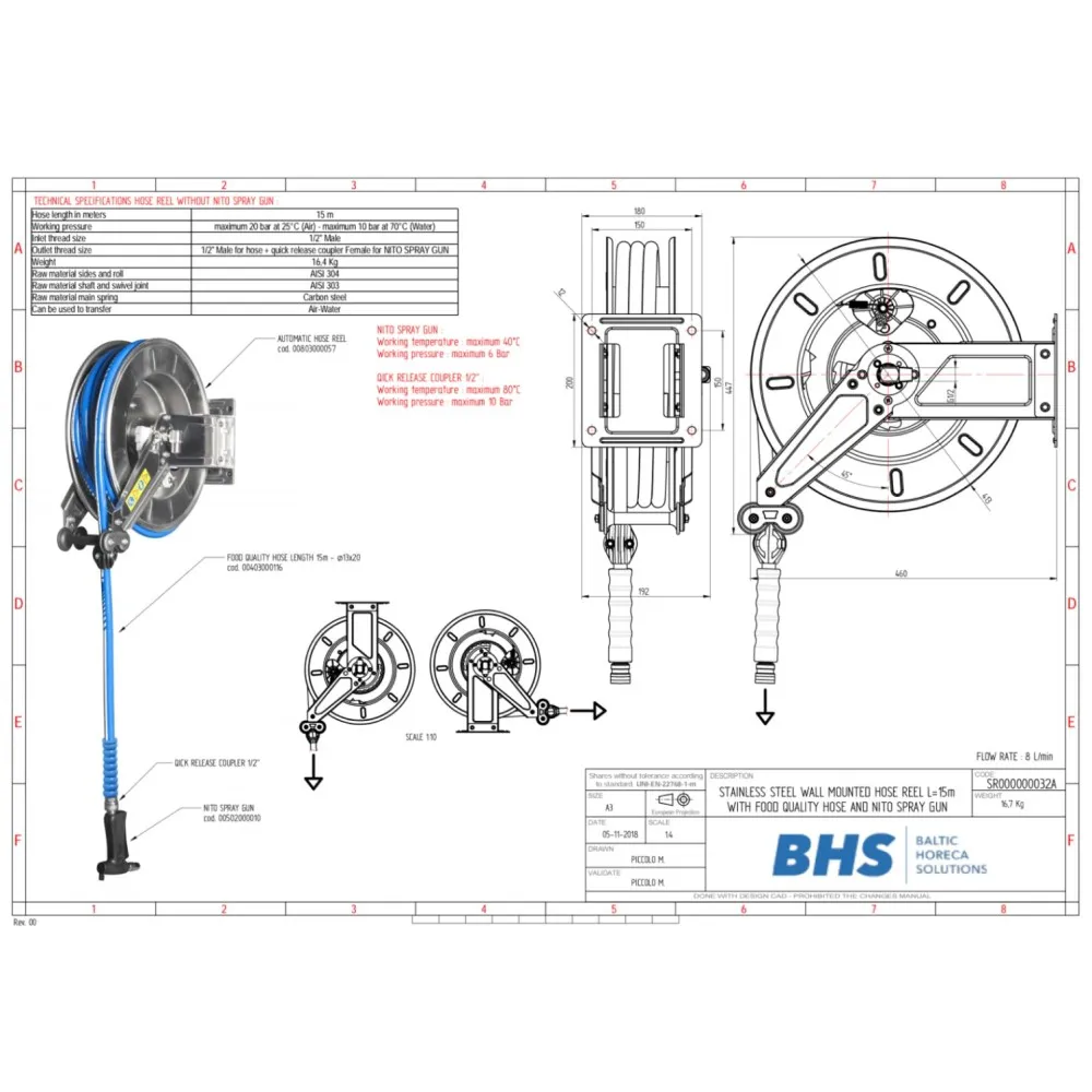 Wall mounted hose reels SR32A (SR000000032A)