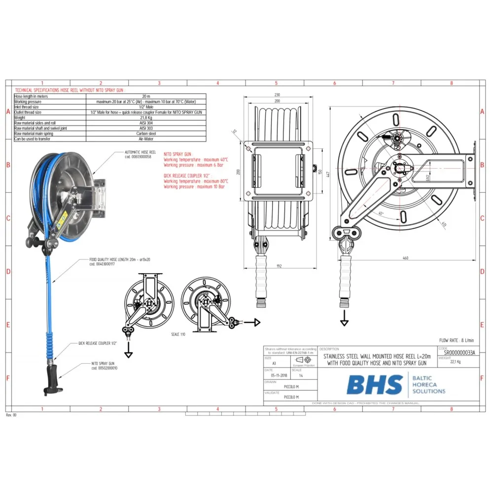 Wall mounted hose reels SR33A (SR000000033A)