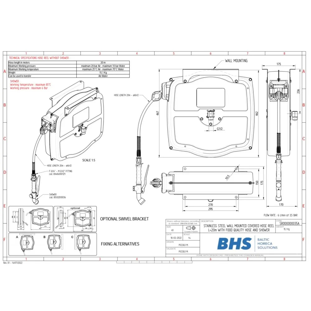 Wall mounted hose reels SR35A (SR000000035A)