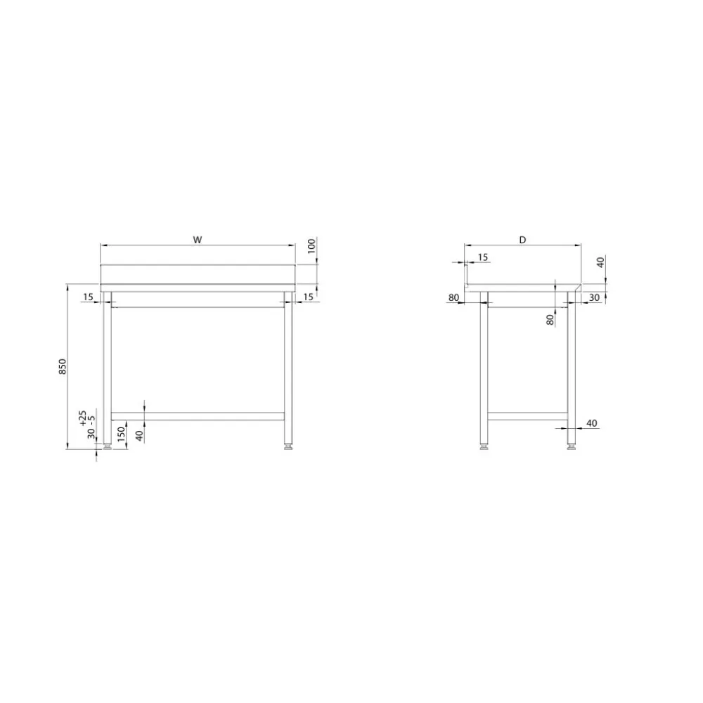 Metal table with shelf 600 (950047060)