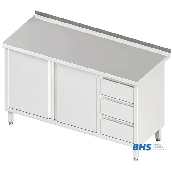 Table avec 3 tiroirs et 2 portes