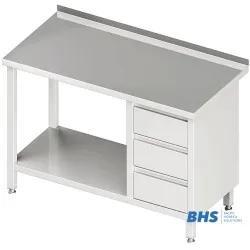 Table avec trois tiroirs et étagère 800