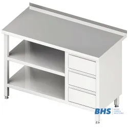 Table avec trois tiroirs et deux étagères 800