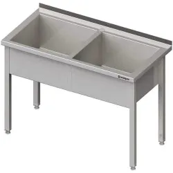 Table avec bac double en inox pour la plonge 
