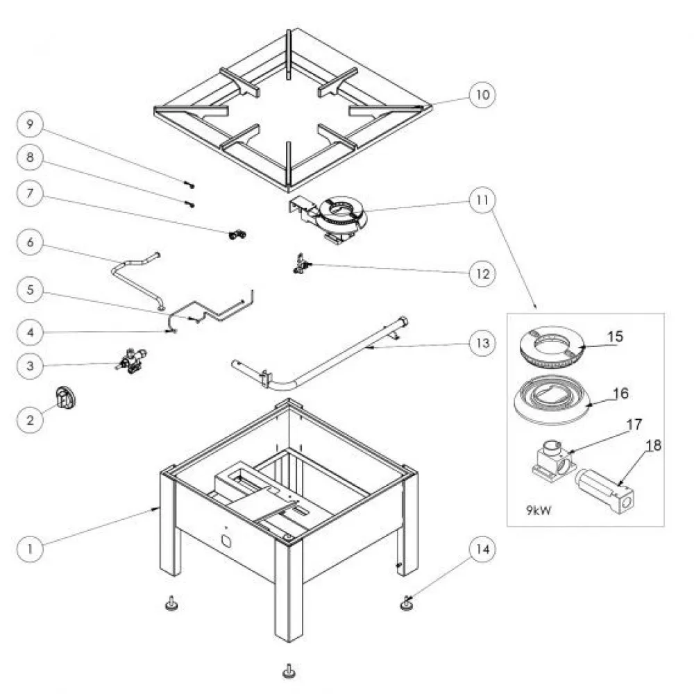 Cuisinière à gaz 9.0 kW (773001)