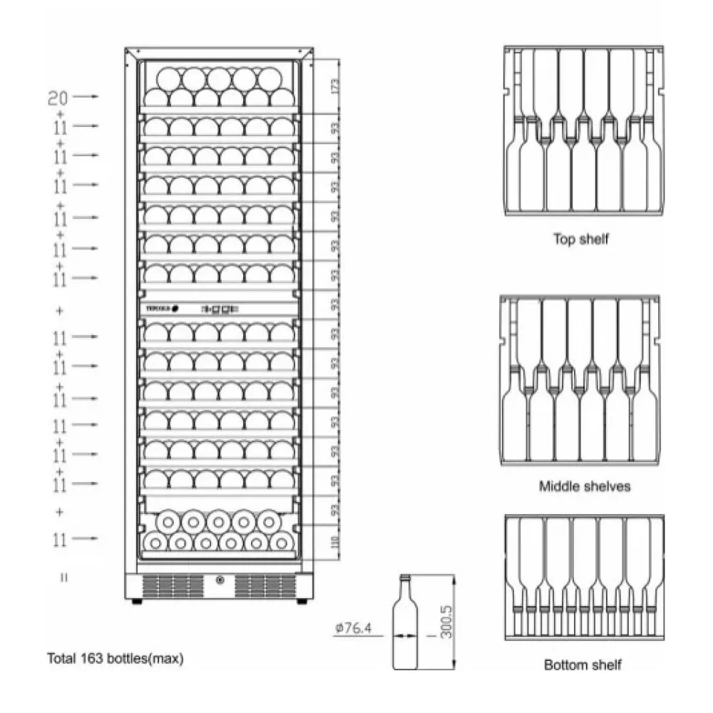 Cave à vin 350 liter - 2 zones (TFW400-2F)