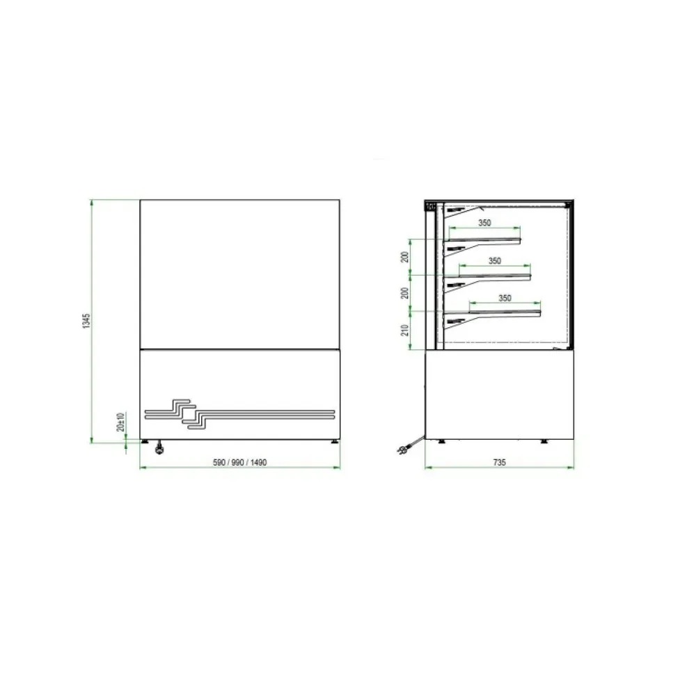 Vitrine pâtisserie CUBE II 1000 (CUBE-II-1000)