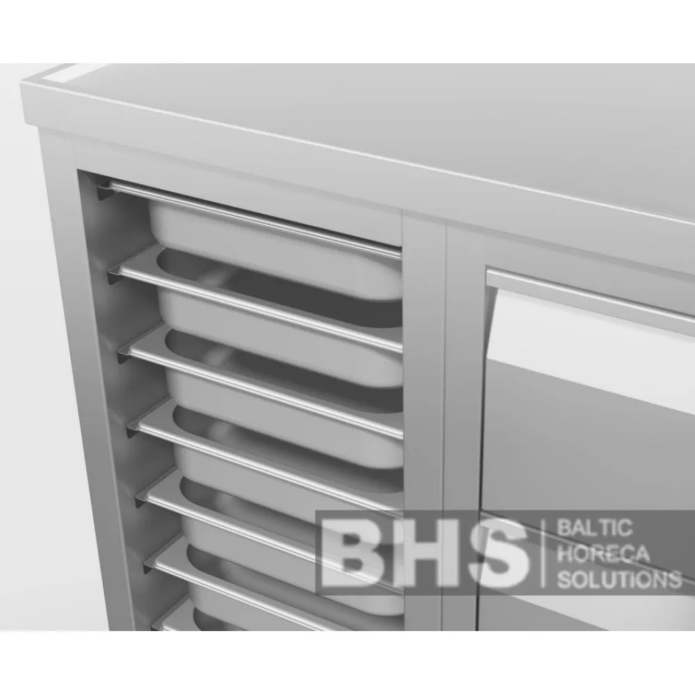 Moduļu plaukts 7 GN1/1 traukiem ar paplāšu turētājiem (Z-M-RAILS-46/67/86)