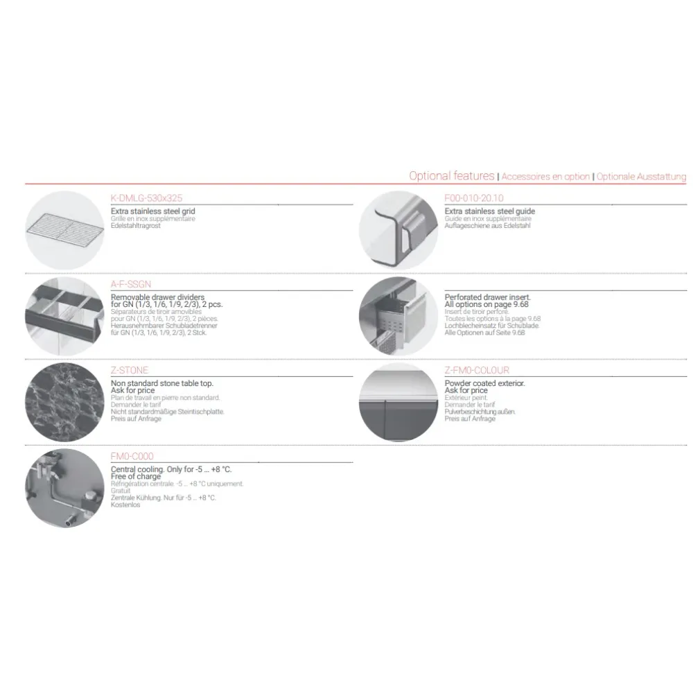 Comptoir de refroidissement avec plateau en granite P202 1300 mm (FM0-E202-130/70/90)