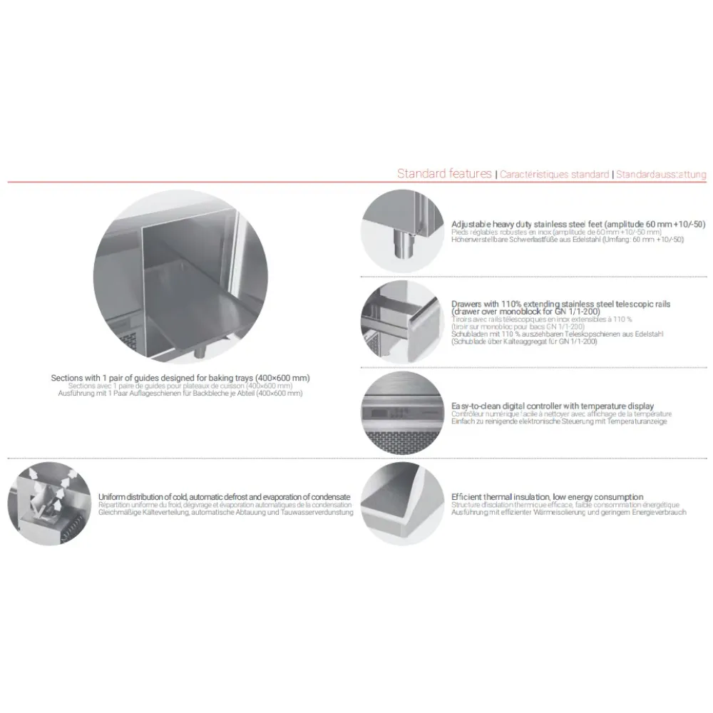 Table réfrigérateur plateaux de cuisson P105 (FP0-E105-101/70/90)