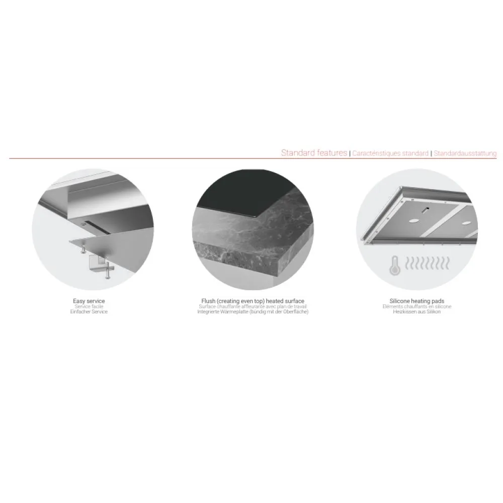 Surface vitrée chauffante encastrée 308 mm, GN 1/1 (Z-UWPS1-FLUSH-31/51/12)