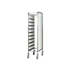 Chariot renforcé pour 10 plateaux avec panneaux latéraux (bianco-white)