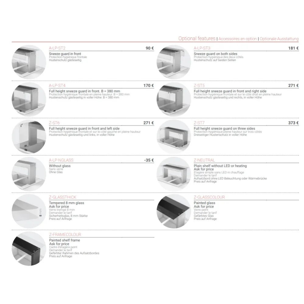 Étagère de buffet avec éclairage 1718 mm (LPA15-172/40/40)