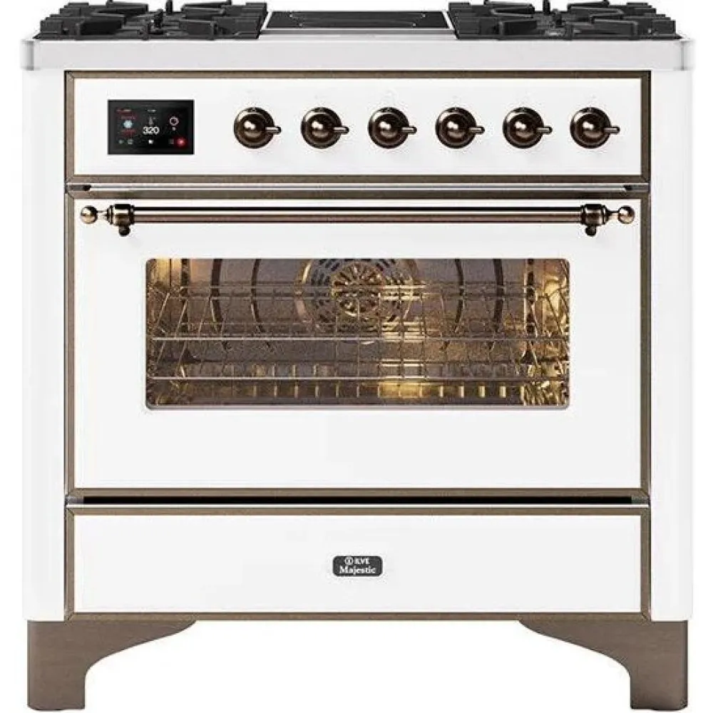 Ilve Majestic 90 cm avec 4 feux gaz et induction double zone (M09IDNE3)