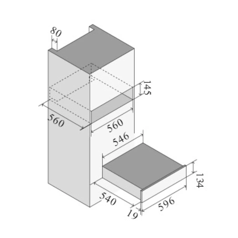Tiroir chauffant, acier inoxydable, 60 cm, 40-80 °C Ilve Professional plus 615SWDPP