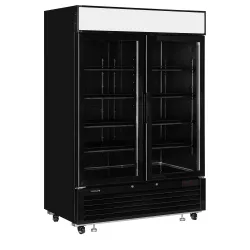 Réfrigérateur vitrine 922 litres avec portes battantes, noir