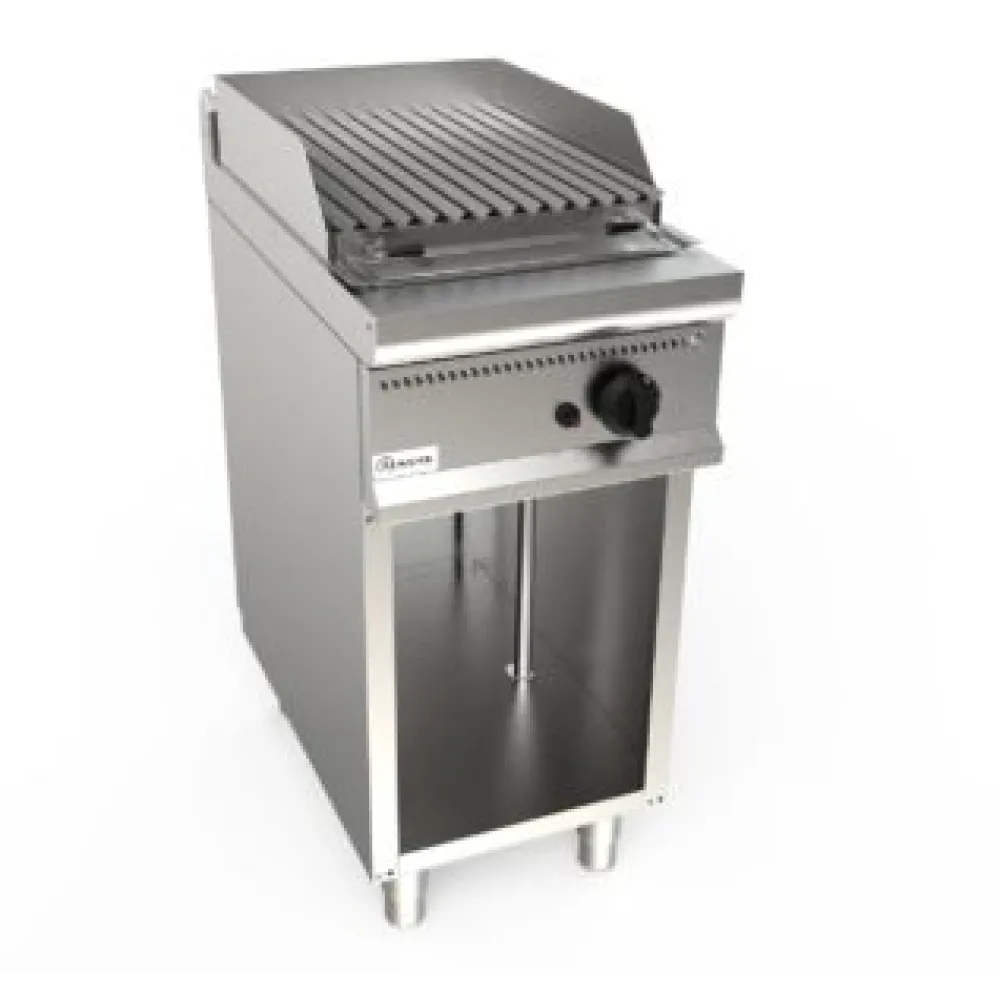 Plaque grill rainurée à gaz avec pierres de lave et armoire neutre L7/BS1BA