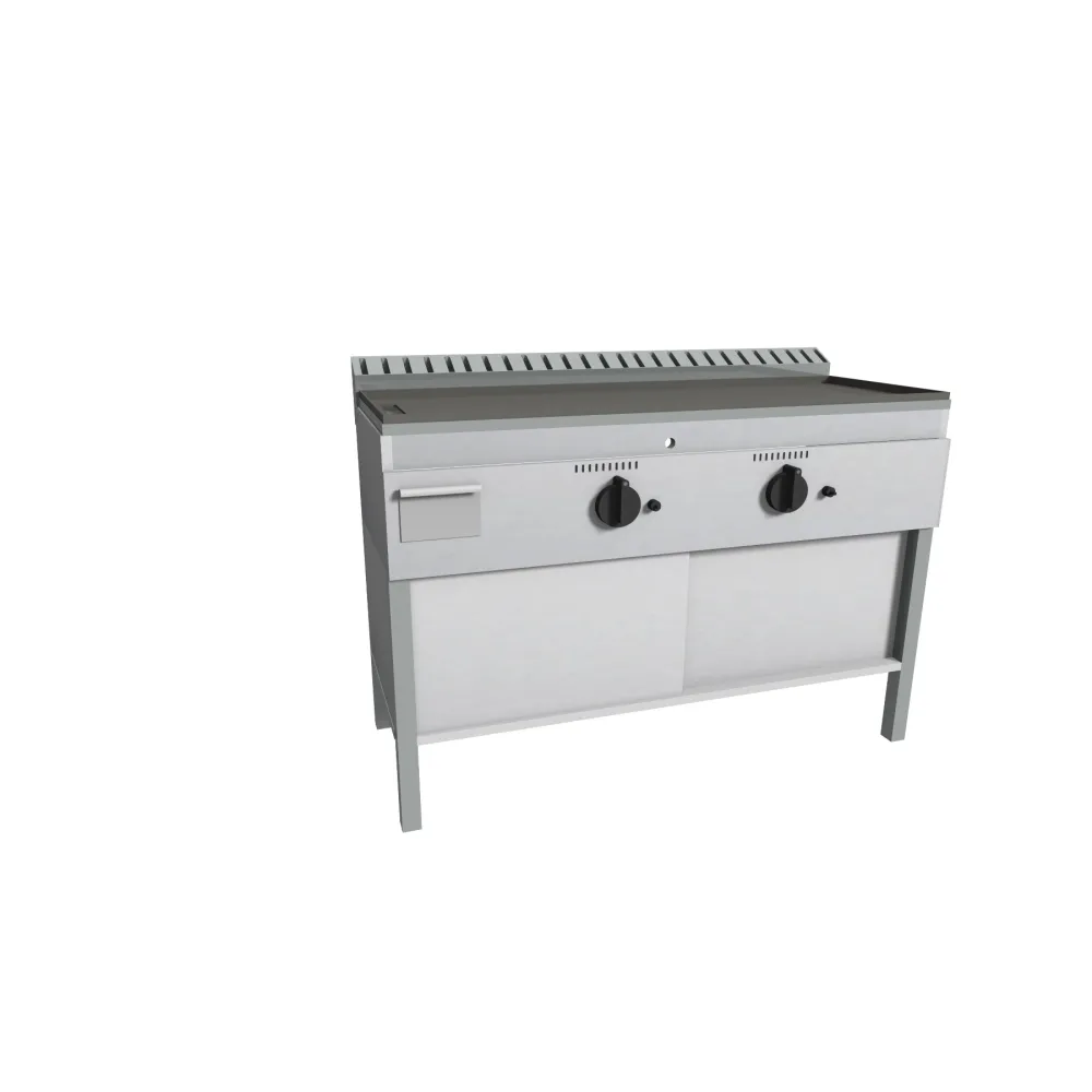 Plaque de cuisson lisse à gaz avec portes coulissantes FRY-TOP FTSPS/2GK.BC