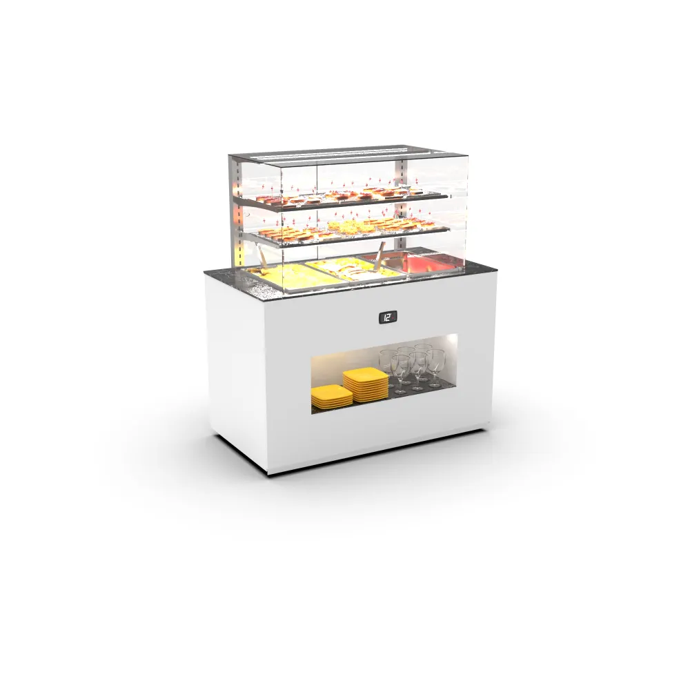 Buffet-vitrine chauffante pour récipients GN BUB150V