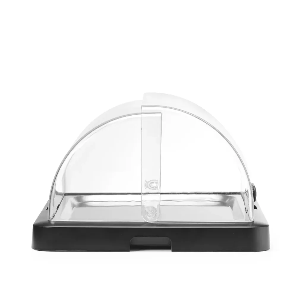 Présentoir réfrigéré type marmite à couvercle coulissant (roll-top) 460×355×(H)220 mm, noir (871805)