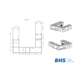 Comptoir de bar en forme de U 3350x3360x900 mm