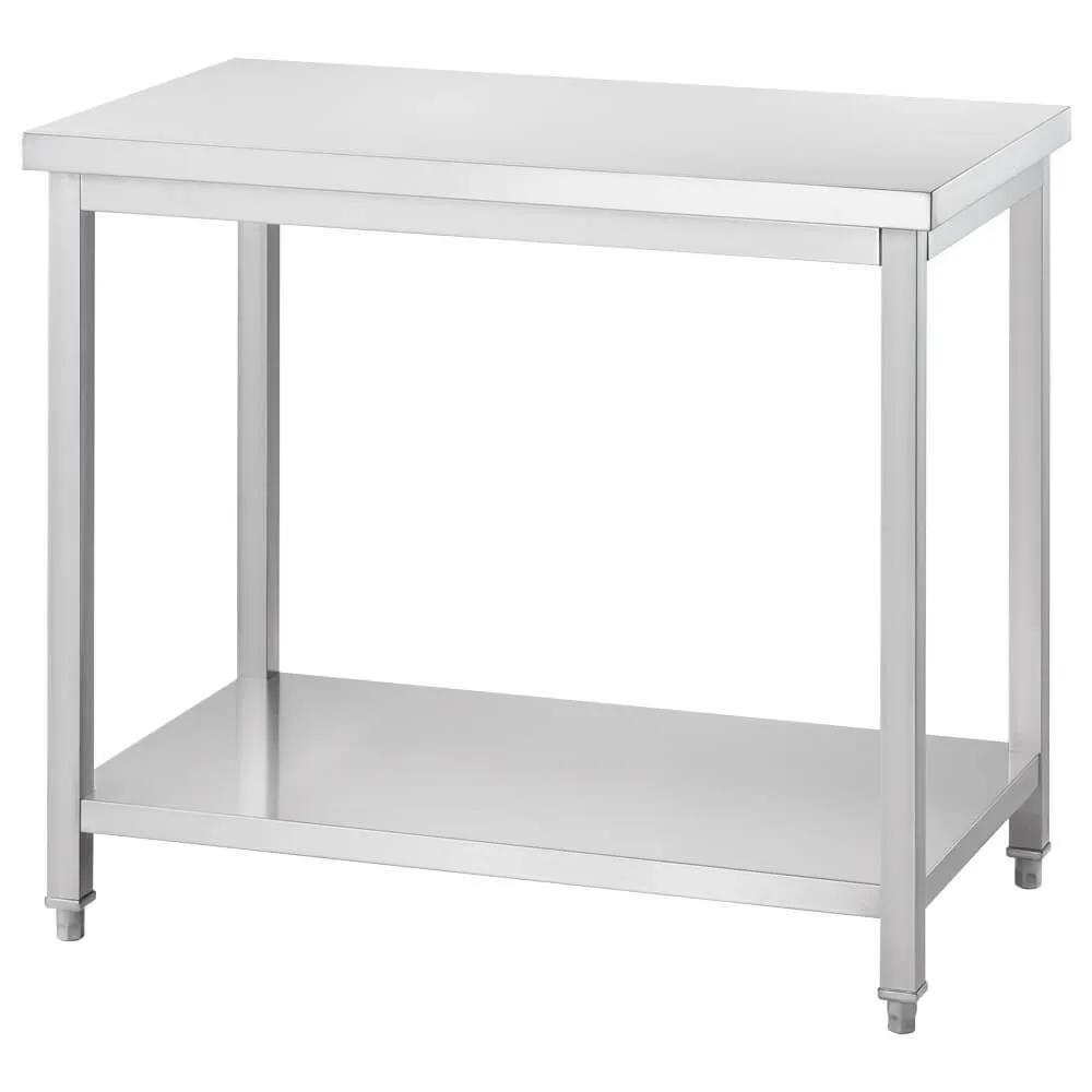 Table centrale en acier inoxydable avec étagère 1200 x 700 x 850 mm (676327)