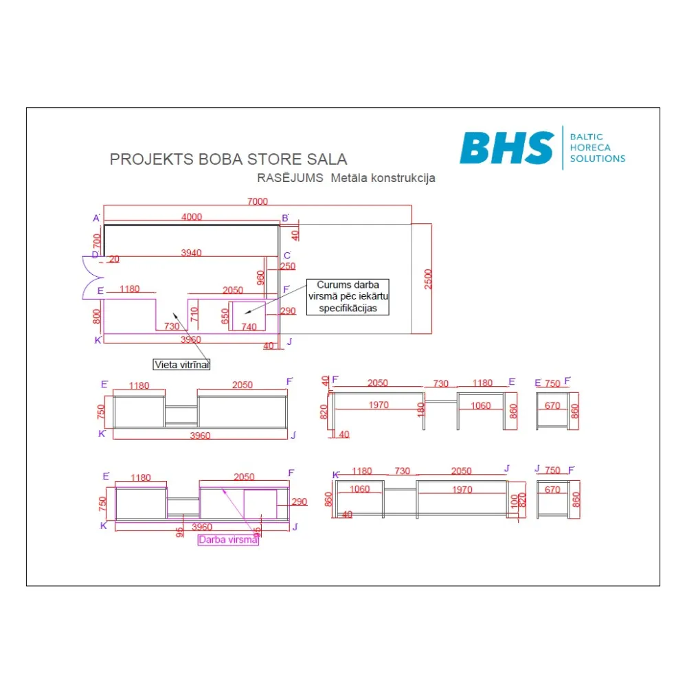 Structure de comptoir en métal – selon le proje (XCH24-0030-02)