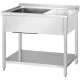 GREDIL table en acier inoxydable avec évier (côté gauche) et étagère 1200 × 600 × 850 mm (674126)