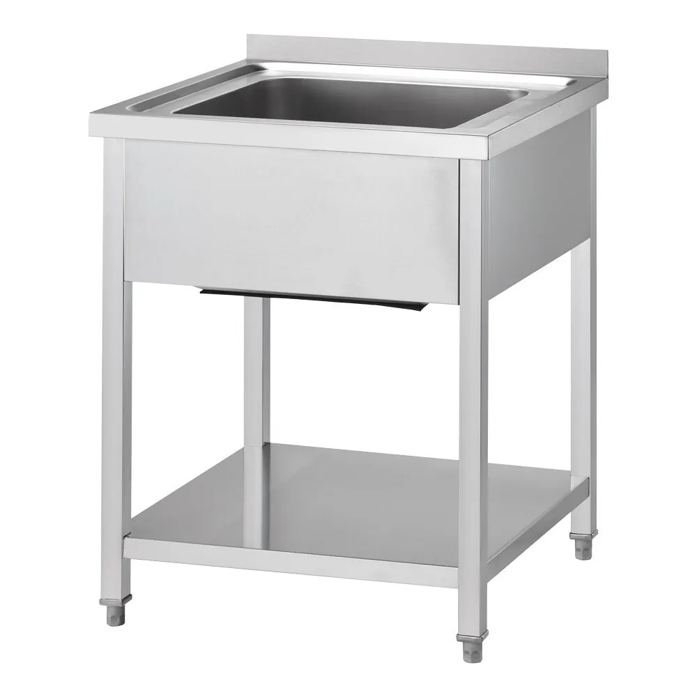 GREDIL Table inox pour évier avec étagère 600 × 600 × 850 mm (674066)