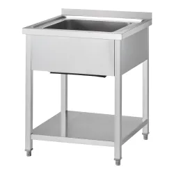 GREDIL Table inox pour évier avec étagère 600 × 600 × 850 mm