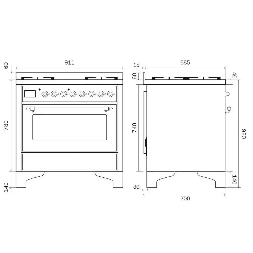 Range Cooker Majestic M09N 6 burners with fry top (M09FDNE3)