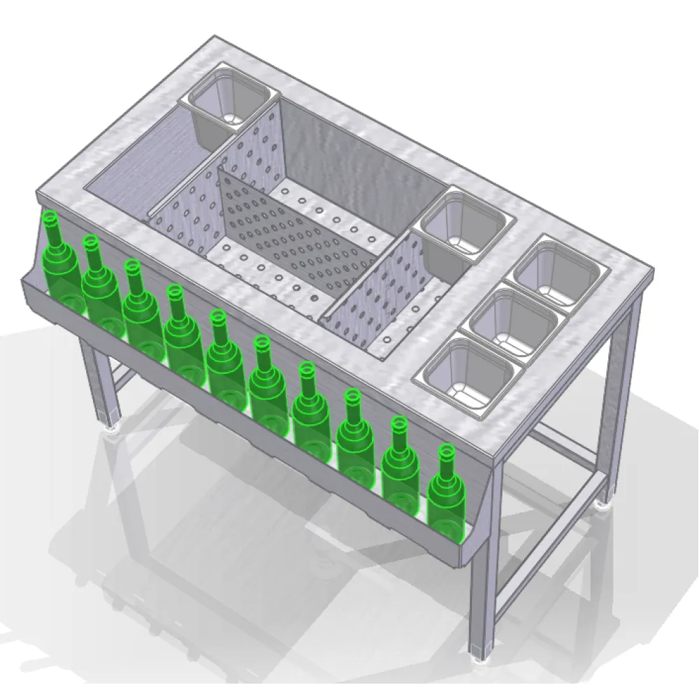 Bar station with basins and bottle racks 1100 (BHS-7009-120/70/90)