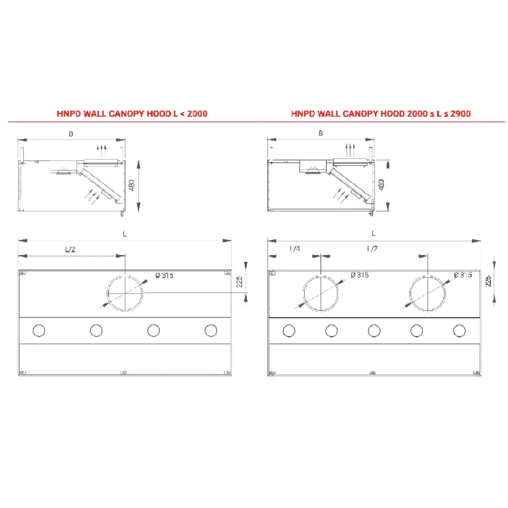 Hotte aspirante murale HNPD 2000 (HNPD-200/80/48)