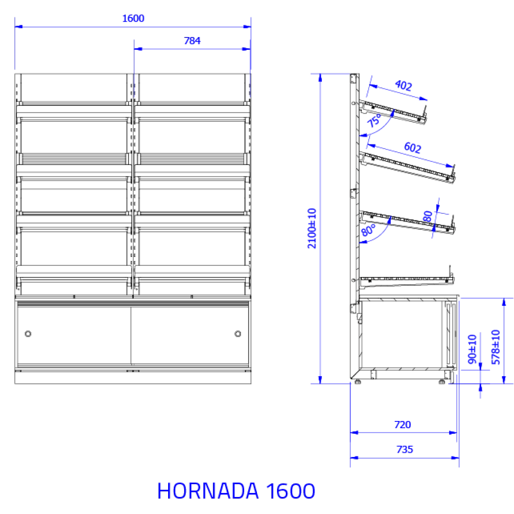 Shelf HORNADA 1600DP (HR101)