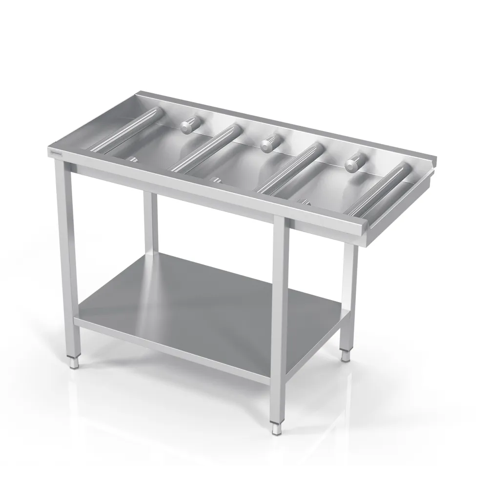 Table pour la vaisselle avec petits et grands rouleaux 2000 (BHS-MPLO-200/60/90)