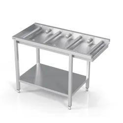 Table pour la vaisselle avec petits et grands rouleaux 800