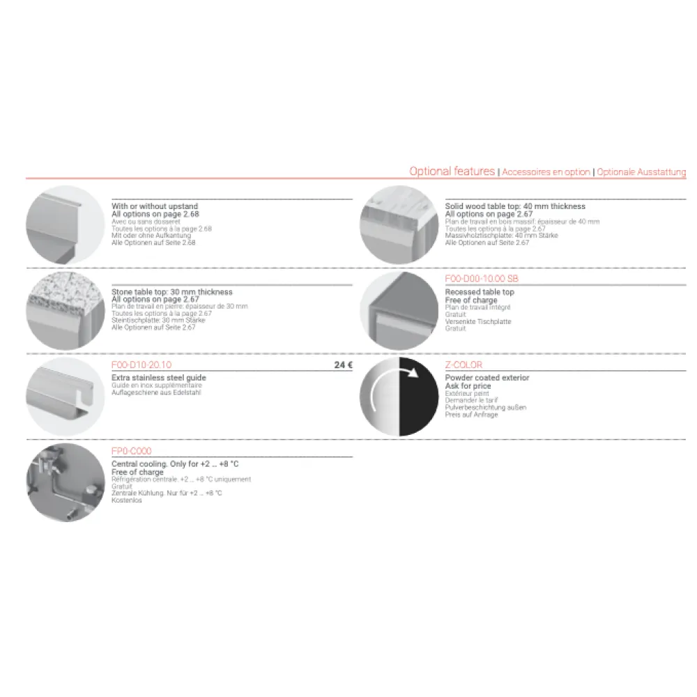 Table réfrigérée pour plateaux de cuisson P307 (BHS-FP0-E307-196/70/90)