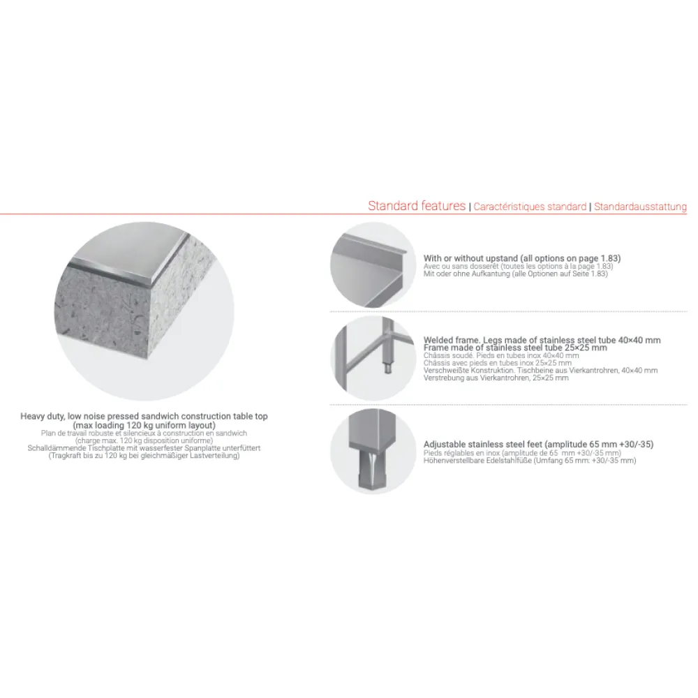 Table en métal avec plateau  900 (BHS-PLV-90/60/90)