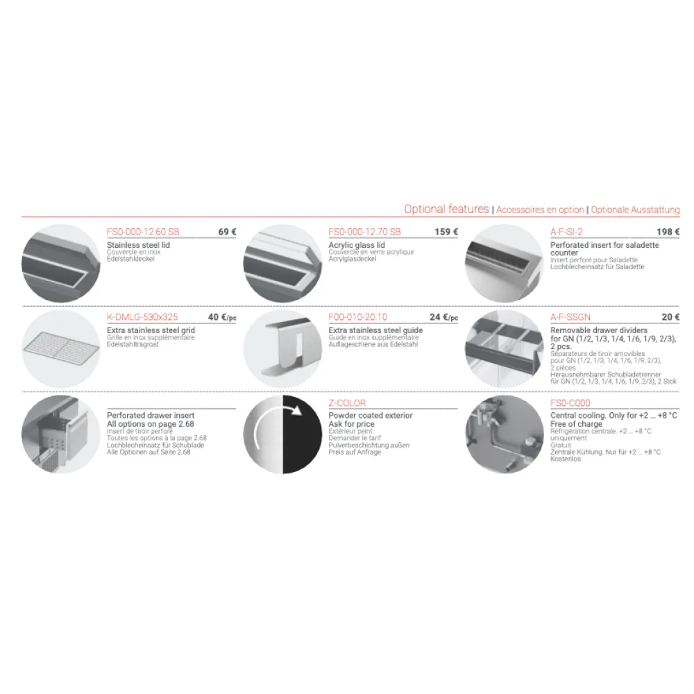 Comptoir saladette P101 940 mm (FS0-E101-94/70/90)