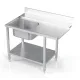 Table avant la table de lavage avec étagère et évier 900 (BHS-IPLO-90/70/90)