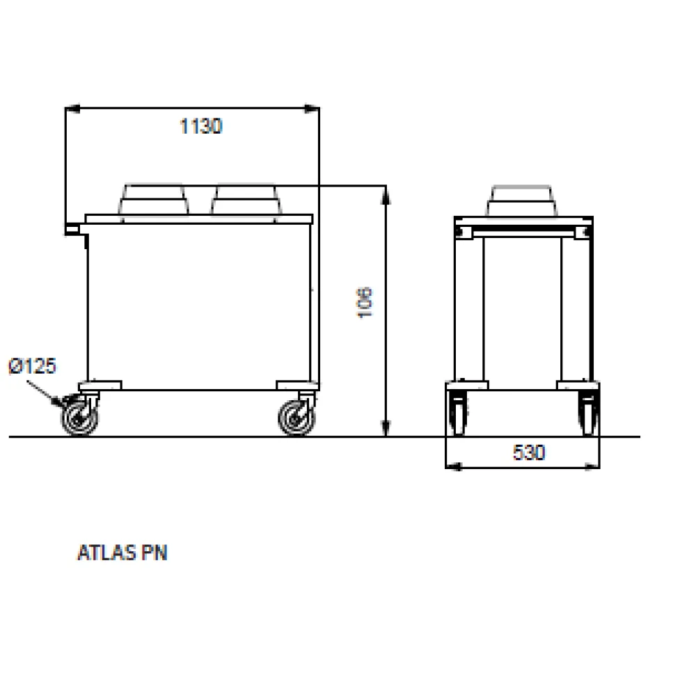CHARIOT DISTRIBUTEUR D'ASSIETTES ATLAS PN 28 adapté aux navires (03800SOLL/PN-sea)