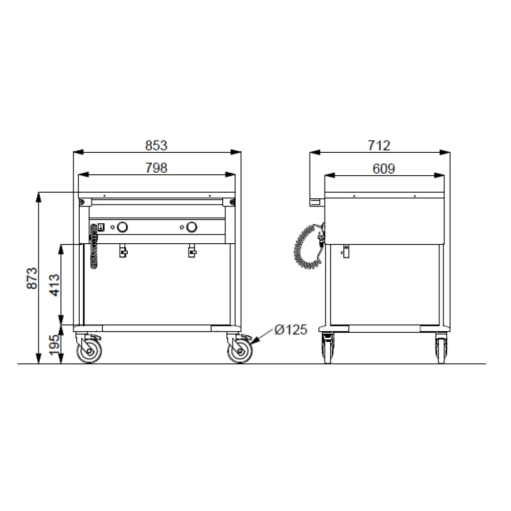 CHARIOT BAIN-MARIE EN ACIER INOXYDABLE COMPASS 2 F SEP (02000COMP2VSB/FR)