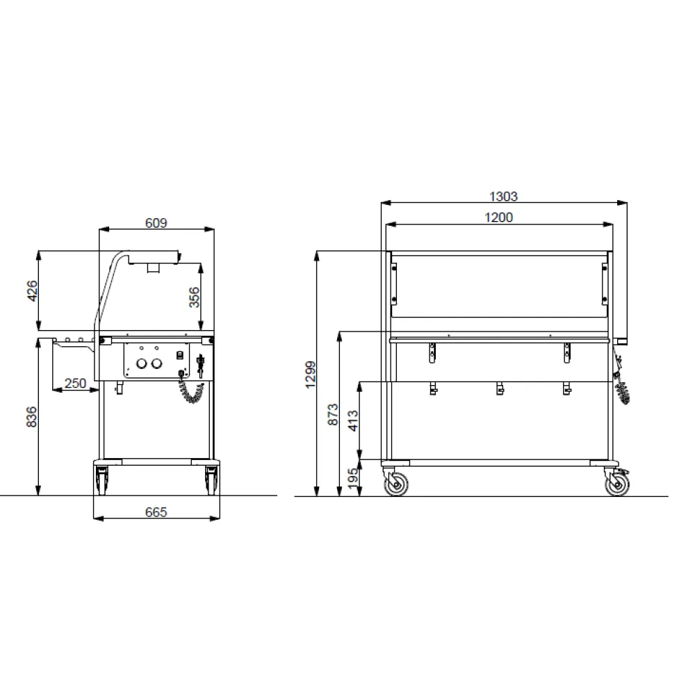 CHARIOT BAIN MARIE AVEC LAMPES HALOGÈNES COMPASS 3 HALO SEP (02000COMP3VSBM/H)